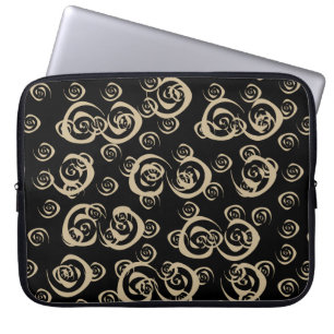 Abstract modern gold spirals pattern laptop sleeve