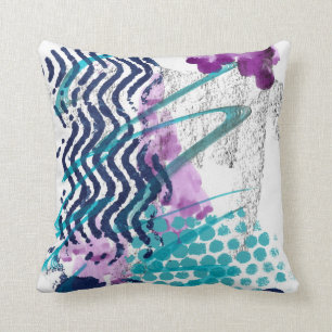 Abstract Modern Graffiti Art Turquoise Purple Throw Pillow