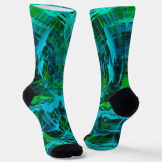 Abstract Modern Green Art Socks