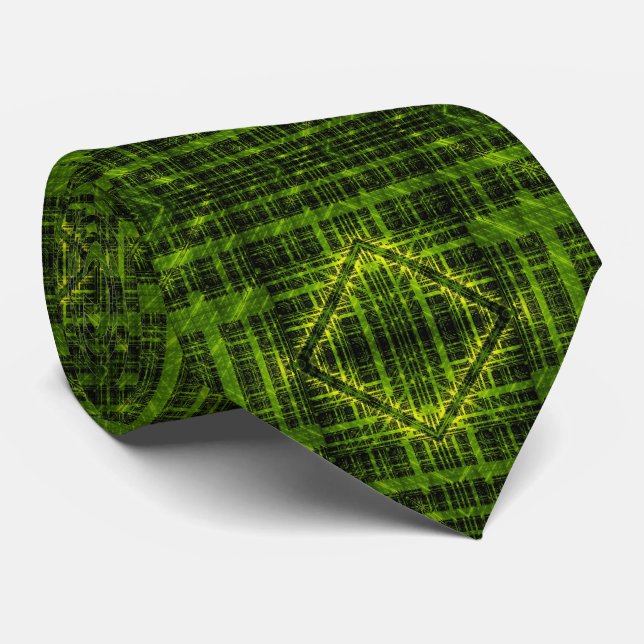 Abstract Modern Green Eco Hi-tech Fractal Art Tie (Rolled)