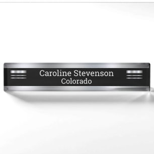 Abstract modern grey black silver lines stripes me nameplate