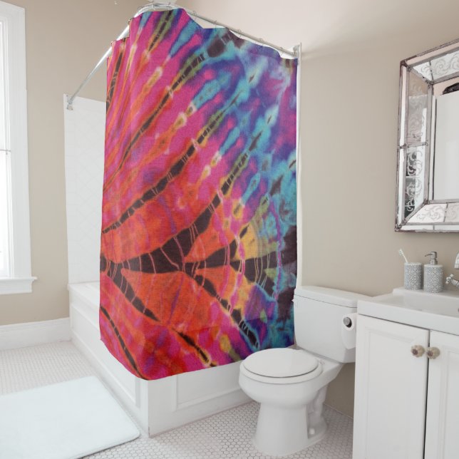 Abstract Modern Hot Pink Blue Black Batik Tie Dye (In Situ)