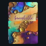 Abstract Modern Jewel & Gold Swirls iPad Pro Cover<br><div class="desc">This modern abstract art iPad case design is eye-catching and makes a true statement with its rich,  jewel colours and textures. Vivid and stunning. Add a name to personalize it. Created by Simply Farmhouse Press.</div>
