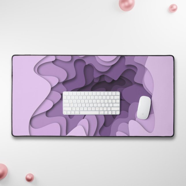 Abstract Modern Lavender Waves Gaming Office Desk Mat (Creator Uploaded)