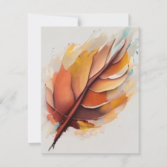 Abstract Modern Leaves Paintings Set, Leaf Holiday Card (Front)