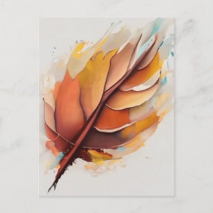 Abstract Modern Leaves Paintings Set, Leaf Holiday Postcard