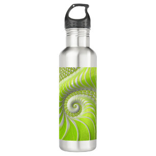 Abstract Modern Lime Green Spiral Fractal 710 Ml Water Bottle