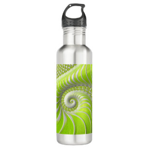 Abstract Modern Lime Green Spiral Fractal 710 Ml Water Bottle