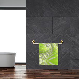 Abstract Modern Lime Green Spiral Fractal Bath Towel