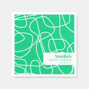Abstract Modern Line Art Green Custom Shower  Napkin