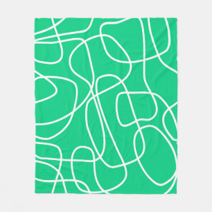 Abstract Modern Line Art in Green   Cute    Fleece Blanket
