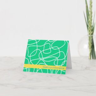 Abstract Modern Line Art in Green Personalized Note Card