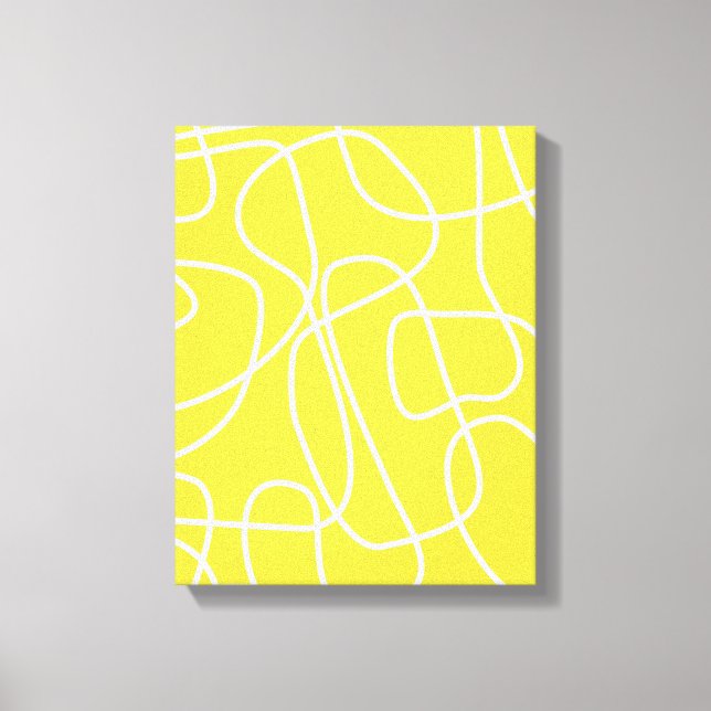 Abstract Modern Line Art in Yellow | Artsy Canvas Print (Front)