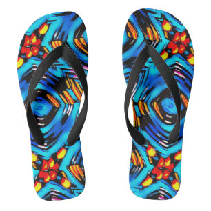 Abstract modern liquid modern liquify waves blue flip flops