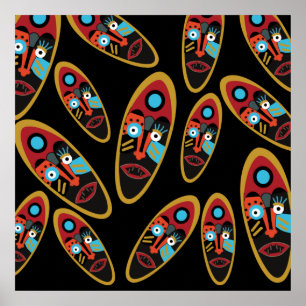 Abstract modern mask pattern poster