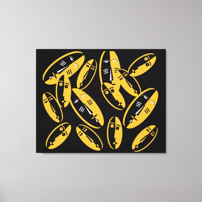 Abstract modern masks pattern canvas print (Front)