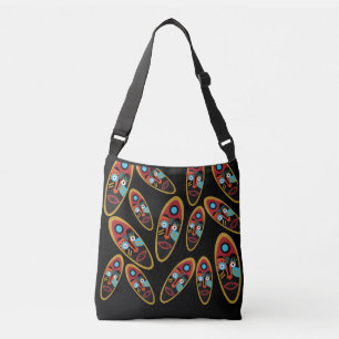 Abstract modern masks pattern crossbody bag