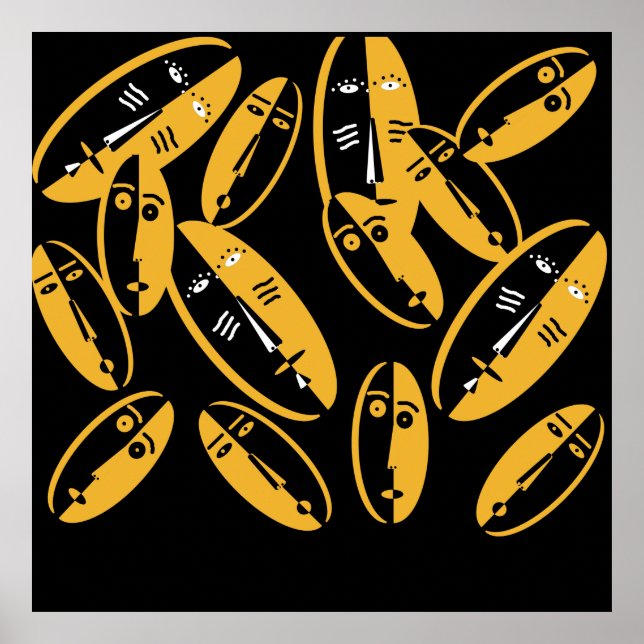 Abstract modern masks pattern poster (Front)