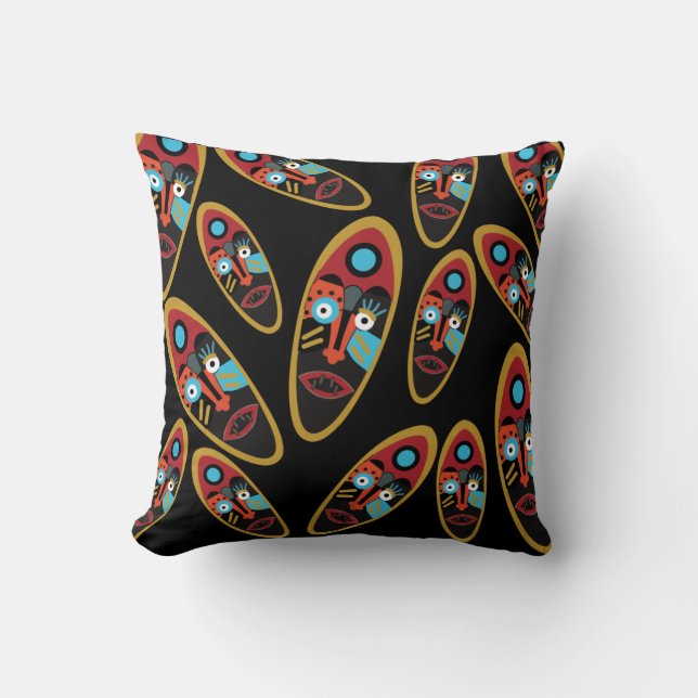 abstract modern masks pattern throw pillow (Front)