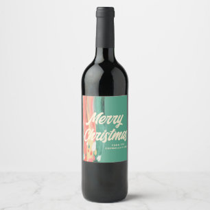 Abstract Modern Merry Christmas Personalized Name Wine Label