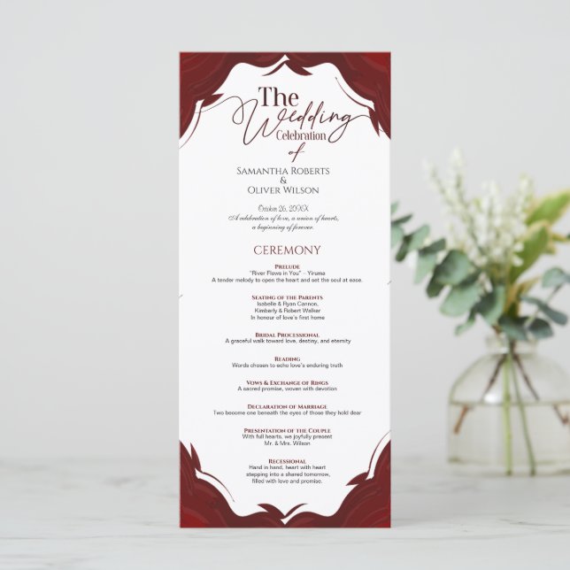 Abstract Modern Minimalist Wedding Program (Standing Front)
