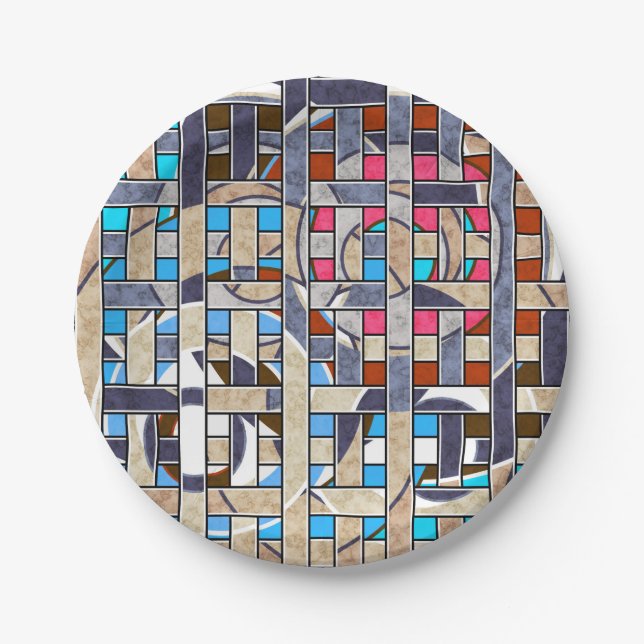 Abstract modern minimalistic art landscape geo paper plate (Front)