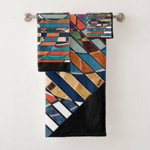 Abstract modern minimalistic art landscape geometr bath towel set