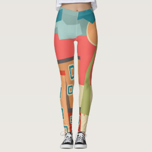 Abstract modern minimalistic art landscape geometr leggings