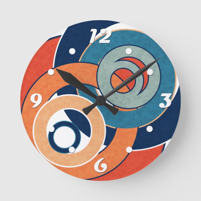 Abstract modern minimalistic art landscape geometr round clock (Front)