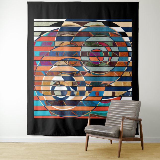Abstract modern minimalistic art landscape geometr tapestry (In Situ)