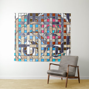 Abstract modern minimalistic art landscape geometr tapestry
