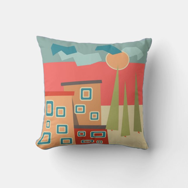 Abstract modern minimalistic art landscape geometr throw pillow (Front)