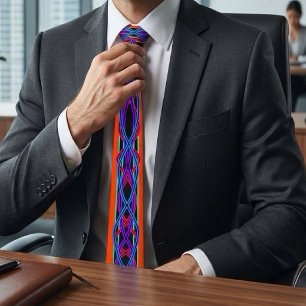 Abstract Modern Mirrored Duel Ribbon Line Art Tie