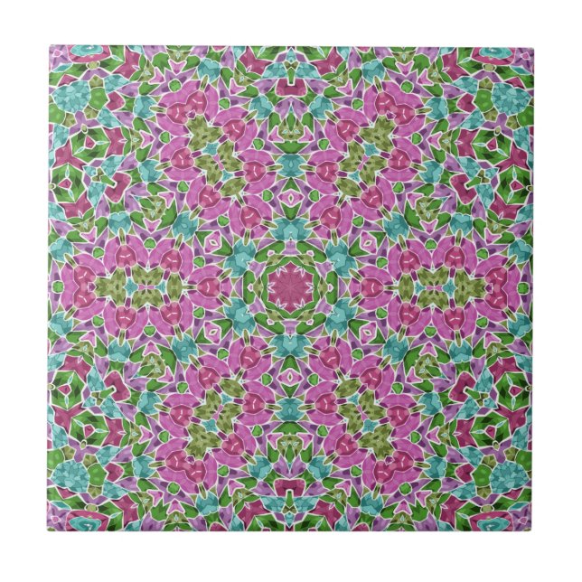 Abstract modern mosaic kaleidoscopic tile pattern (Front)