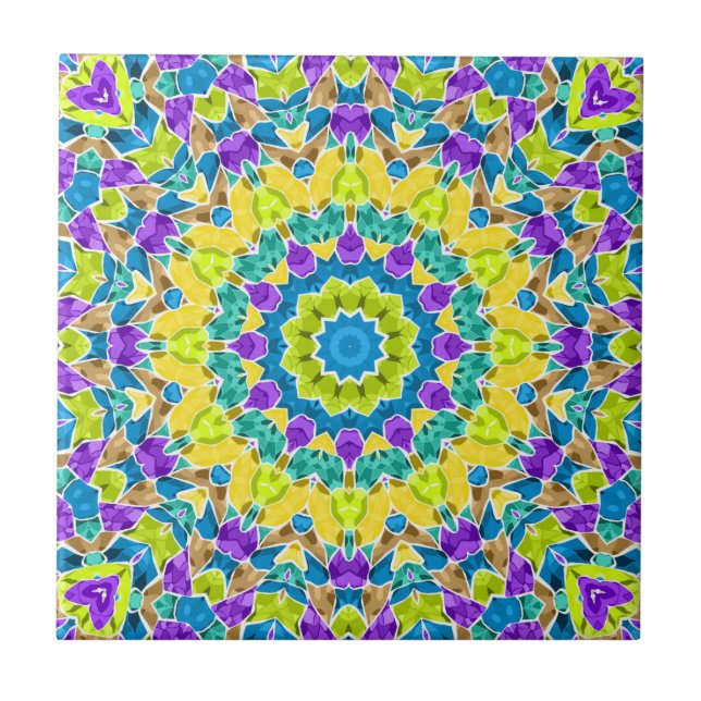 Abstract modern mosaic kaleidoscopic tile pattern (Front)