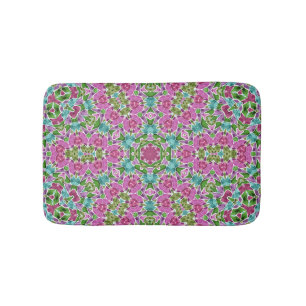 Abstract modern mosaic kaleidoscopic tile pattern bath mat
