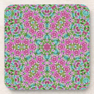 Abstract modern mosaic kaleidoscopic tile pattern coaster