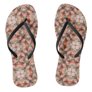 Abstract modern mosaic kaleidoscopic tile pattern flip flops