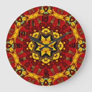 Abstract modern mosaic kaleidoscopic tile pattern large clock