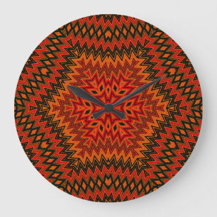 Abstract modern mosaic kaleidoscopic tile pattern large clock