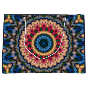 Abstract modern mosaic kaleidoscopic tile pattern large gift bag