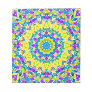 Abstract modern mosaic kaleidoscopic tile pattern notepad