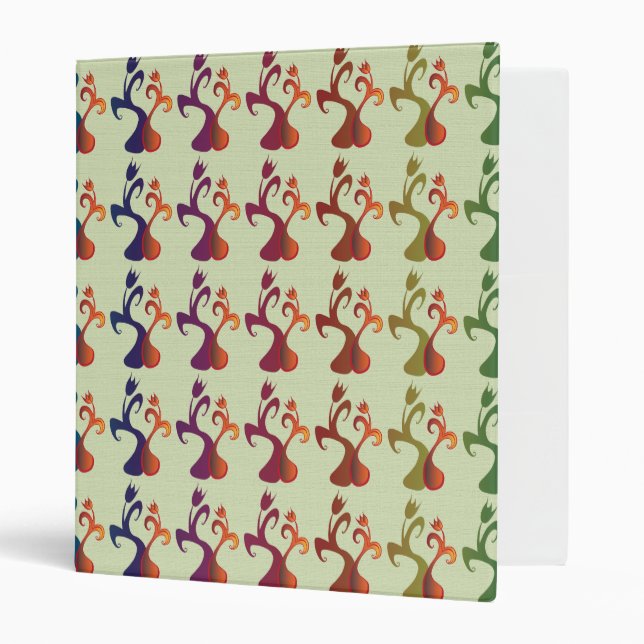 Abstract Modern Multicolor Tulip Floral design Binder (Front/Inside)