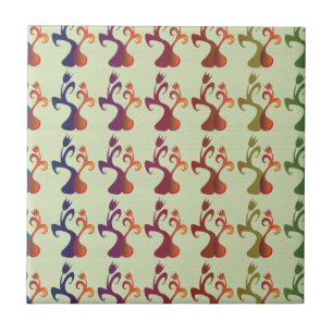 Abstract Modern Multicolor Tulip Floral design Tile