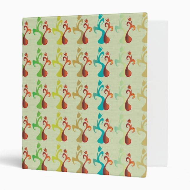 Abstract Modern Multicolor Tulip Floral pattern Binder (Front/Inside)