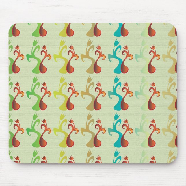 Abstract Modern Multicolor Tulip Floral pattern Mouse Pad (Front)