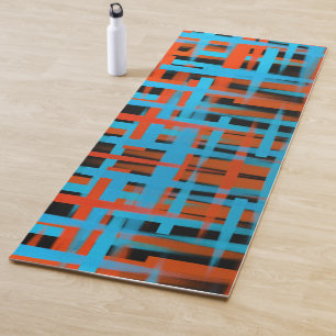 Abstract Modern Orange Blue Black Brush strokes Yoga Mat