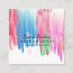 Abstract Modern Paint Watercolor Minimal Artist Square Business Card