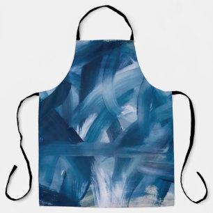 Abstract modern painting landscape. Blue night art Apron