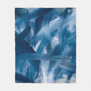 Abstract modern painting landscape. Blue night art Fleece Blanket